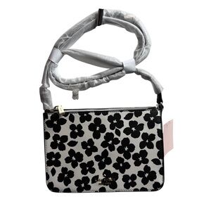 kate spade Black White Small Slim Crossbody Darcy Graphic Leather Bag NWT $249